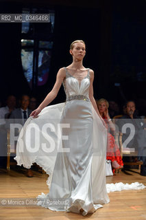 Un abito della collezione sposa di Angelozzi Couture alla Monte Carlo Fashion Week; Monte Carlo, giugno 2016.  A wedding dress of the  Angelozzi Couture at Monte Carlo Fashion Week; Monte Carlo, June 2016. ©Monica Cillario/Rosebud2