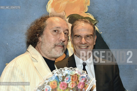 Edoardo Albinati con Fulvio Abbate l LXX Premio Strega, Roma, 8 luglio 2016. Italians writers Edoardo Albinati and Fulvio Abbate attend 70th Strega Prize, Rome, July 8, 2016. ©Monica Cillario/Rosebud2