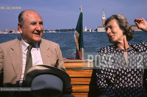 Venice august 1991. NIKITA MAGALOFF, georgian/russian pianist, and his wife IRINA. ©Andrea Merola/Rosebud2