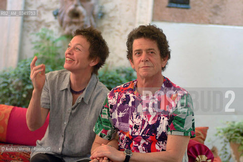 Venice 15 june 2002. Lou Reed, Us musician, singer, and songwriter, and Laurie Anderson, Us avant-garde artist, composer, musician and film director . ©Andrea Merola/Rosebud2