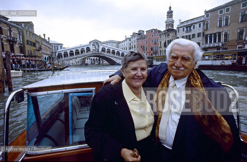 01/10/1994 Venezia: Jorge Amado, brasilian writer, and his wife Zèlia. ©Andrea Merola/Rosebud2