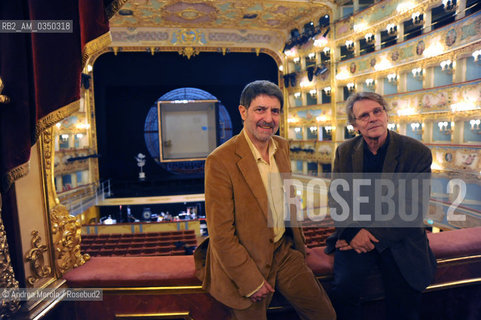 Venice 07 december 2010. L-R: italian music composer Claudio Ambrosini and french writer Daniel Pennac. ©Andrea Merola/Rosebud2