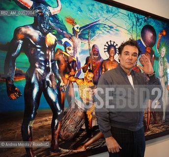 Il fotografo statunitense David Lachapelle posa durante la conferenza stampa per la presentazione della sua ultima mostra Lost+Found, alla Casa dei Tre Oci, galleria darte nellisola della Giudecca, Venezia, 11 aprile 2017.. Us photographer David Lachapelle poses during press conference for his exhibition Lost+Found, in Venice, april 11, 2017. ©Andrea Merola/Rosebud2