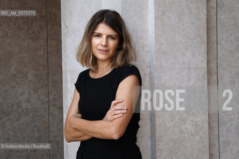 La conduttrice televisiva italiana Sabrina Nobile posa in una pausa degli incontri letterari di PordenoneLegge, 21 settembre 2018. Sabrina Nobile presenta il suo  romanzo di esordio “Per metà fuoco per metà abbandono”. ©Andrea Merola/Rosebud2