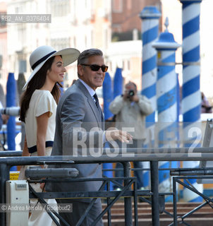 Larrivo di George Clooney e Amal Alamuddin, attesi a palazzo Cavalli per celebrare il loro matrimonio , Venezia 26 settembre 2014. .The arrival of George Clooney and Amal Alamuddin, expected at Palazzo Cavalli to celebrate their marriage, Venice September 26, 2014. ©Andrea Merola/Rosebud2