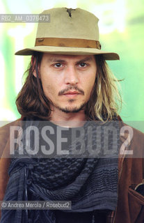 Lattore statunitense Johnny Depp alla 58° edizione del Festival Internazionale di Arte Cinematografica, Venezia 7 settembre 2001..The Us actor Johnny Depp at the 58th edition of the International Film Festival,Venice, September 7, 2001. ©Andrea Merola/Rosebud2