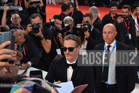 L’attore statunitense Joaquin Phoenix alla 76° edizione della Mostra Internazionale d’Arte Cinematografica di Venezia, protagonista nel film “Joker” del regista Todd Phillips, 31 agosto 2019. ©Andrea Merola/Rosebud2