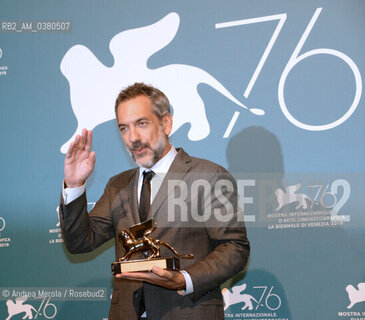 Il regista statunitense Todd Phillips Leone d’Oro alla 76° edizione della Mostra Internazionale d’Arte Cinematografica di Venezia con il film “Joker”, 7 settembre 2019. ©Andrea Merola/Rosebud2