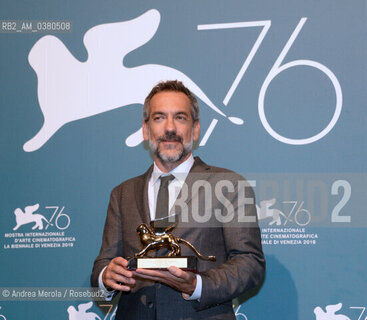 Il regista statunitense Todd Phillips Leone d’Oro alla 76° edizione della Mostra Internazionale d’Arte Cinematografica di Venezia con il film “Joker”, 7 settembre 2019. ©Andrea Merola/Rosebud2