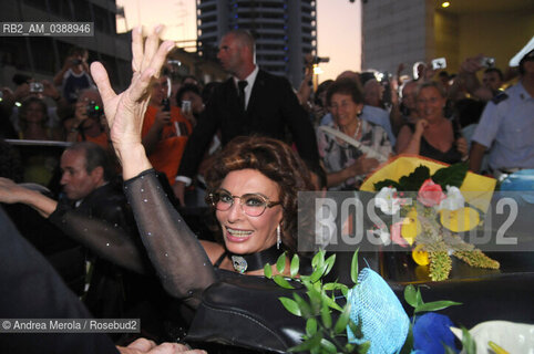 L’ attrice italiana Sofia Loren alla cerimonia per la dedica del suo nome al lungomare di Jesolo, 16 luglio 2009. ©Andrea Merola/Rosebud2