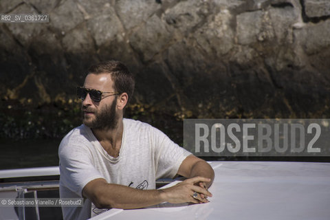 Venezia, 29 agosto 2017. Lattore Alessandro Borghi in motoscafo al suo arrivo al Lido di Venezia per la Mostra del Cinema ©Sebastiano Vianello/Rosebud2