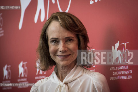 Lido di Venezia, 1 settembre 2018. Lattrice Jessica Harper durante il photocall per Suspiria alla 75 Mostra del Cinema di Venezia. Lattrice fu la protagonista della versione originale del film diretto da Dario Argento.  ©Sebastiano Vianello/Rosebud2