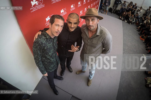 Lido di Venezia, 1 settembre 2018. Gli attori Sofiane Zermani, Reda Kateb, Matthias Schoenaerts, tra gli interpreti del film Freres Ennemis alla 75a Mostra del Cinema di Venezia.  ©Sebastiano Vianello/Rosebud2