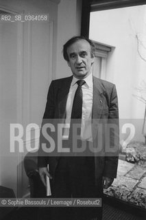 17 Mar 1987, Paris, France --- American Writer Elie Wiesel  ©Sophie Bassouls/Leemage/Rosebud2