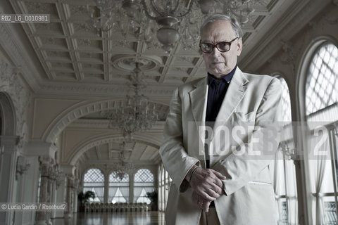 Venice, Italy, 2009. Ennio Morricone, Italian musician, conductor of orchestra and famous composer, winner of David Donatello Prize 2010 as best composer for the music of Baaria movie, directed by Giuseppe Tornatore.. ©Lucia Gardin/Rosebud2