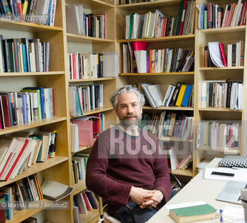 Pietro Biancardi, editor in chief of Iperborea publishing house, posing in his studio. Milan, March 4th, 2019 Pietro Bianciardi, direttore di Iperborea, in posa nel suo studio. Milano, 4 Marzo 2019 ©Marina Leone/Rosebud2