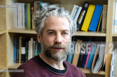 Pietro Biancardi, editor in chief of Iperborea publishing house, posing in his studio. Milan, March 4th, 2019 Pietro Bianciardi, direttore di Iperborea, in posa nel suo studio. Milano, 4 Marzo 2019 ©Marina Leone/Rosebud2