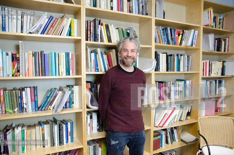 Pietro Biancardi, editor in chief of Iperborea publishing house, posing in his studio. Milan, March 4th, 2019 Pietro Bianciardi, direttore di Iperborea, in posa nel suo studio. Milano, 4 Marzo 2019 ©Marina Leone/Rosebud2