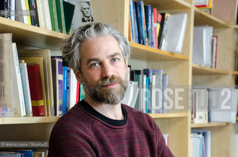 Pietro Biancardi, editor in chief of Iperborea publishing house, posing in his studio. Milan, March 4th, 2019 Pietro Bianciardi, direttore di Iperborea, in posa nel suo studio. Milano, 4 Marzo 2019 ©Marina Leone/Rosebud2