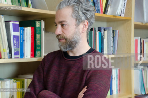 Pietro Biancardi, editor in chief of Iperborea publishing house, posing in his studio. Milan, March 4th, 2019 Pietro Bianciardi, direttore di Iperborea, in posa nel suo studio. Milano, 4 Marzo 2019 ©Marina Leone/Rosebud2