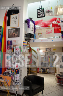 Antigone bookshop. Atigone is a lgbit*q bookstore in Milano. March 4th, 2019 La libreria Antigone, Antigone è specializzata in tematiche lgbit*q  e femministe. Milano, 4 Marzo 2019 ©Marina Leone/Rosebud2