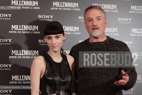 09-01-2012 Rome.Photocall of the film Millennium Uomini che odiano le donne.In the photo actress Rooney Mara and director David Fincher ©Cosima Scavolini/Rosebud2