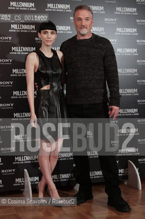 09-01-2012 Rome.Photocall of the film Millennium Uomini che odiano le donne.In the photo actress Rooney Mara and director David Fincher ©Cosima Scavolini/Rosebud2