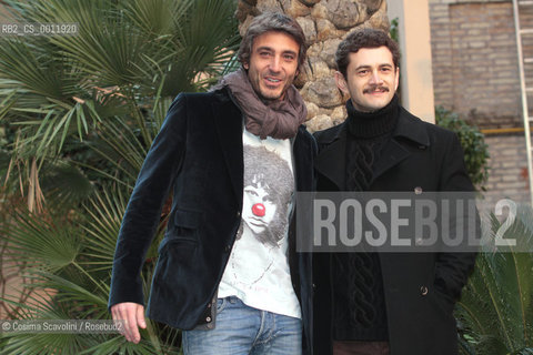 30-01-2012 Rome.Photocall of the film Sulla strada di casa.In the photo  actors Vinicio Marchioni and Daniele Liotti.. ©Cosima Scavolini/Rosebud2