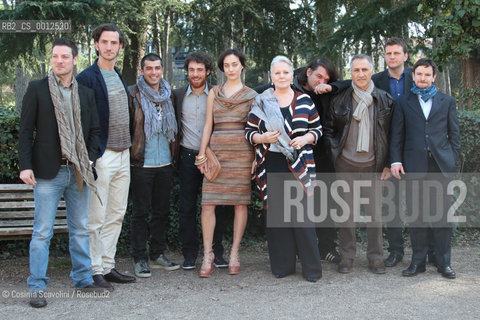 07-03-2012 Rome.Photocall of the Tv film Faccia dangelo about live of gangster Felice Maniero on Sky channel.In the photo actor Elio Germano with the complete cast ©Cosima Scavolini/Rosebud2