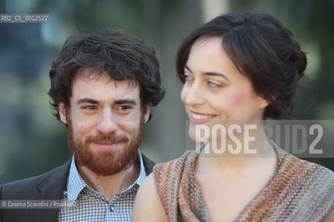 07-03-2012 Rome.Photocall of the Tv film Faccia dangelo about live of gangster Felice Maniero on Sky channel.In the photo actors Elio Germano and Linda Messerklinger ©Cosima Scavolini/Rosebud2