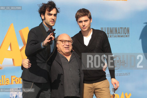 09-03-2012 Rome.Photocall of the film Lorax.In the photo actors Zac Efron Danny De Vito and singer Marco Mengoni ©Cosima Scavolini/Rosebud2