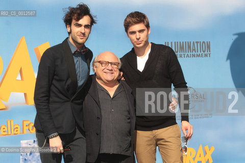 09-03-2012 Rome.Photocall of the film Lorax.In the photo actors Zac Efron Danny De Vito and singer Marco Mengoni ©Cosima Scavolini/Rosebud2