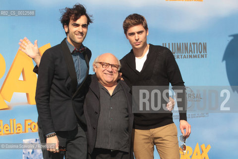 09-03-2012 Rome.Photocall of the film Lorax.In the photo actors Zac Efron Danny De Vito and singer Marco Mengoni ©Cosima Scavolini/Rosebud2