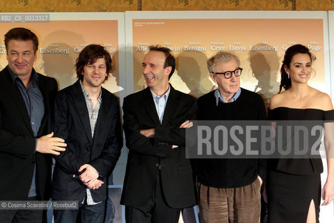 13-04-2012 Rome.Photocall of the film To Rome with love directed by Woody Allen.In the photo Alec Baldwin Jesse Eisenberg Robarto Benigni Woody Allen Penelope Cruz.. ©Cosima Scavolini/Rosebud2