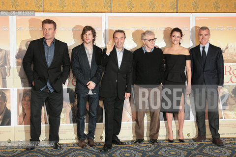 13-04-2012 Rome.Photocall of the film To Rome with love directed by Woody .In the photo Alec Baldwin Jesse Eisenberg Roberto Benigni .AllenWoody Allen Penelope Cruz Gianpaolo Letta. ©Cosima Scavolini/Rosebud2