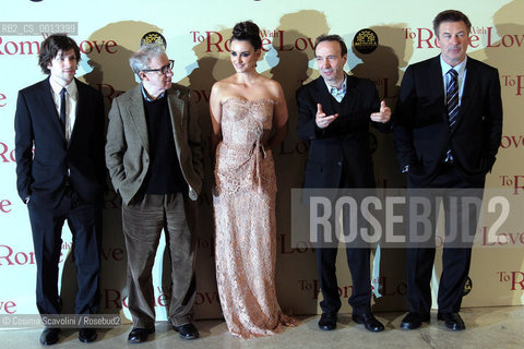 13-04-2012 Rome.Première of the film To Rome with love directed by Woody Allen.In the photo Jesse Eisenberg Woody Allen Penelope Cruz Roberto Benigni Alec Baldwin.. ©Cosima Scavolini/Rosebud2