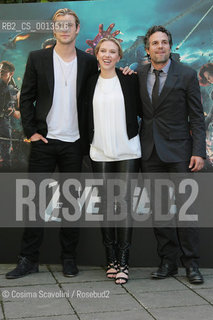 21-04-2012 Rome.Photocall of the film The avengers.In the photo actors Scarlett Johansson Chris Hemsworth Mark Ruffalo. ©Cosima Scavolini/Rosebud2