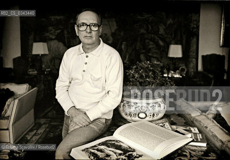 Photo Cosima Scavolini/Rosebud2.Rome, Nineties.Composer Ennio Morricone posing in his house in Rome in the nineties.In the photo Ennio Morricone ©Cosima Scavolini/Rosebud2