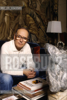 Photo Cosima Scavolini/Rosebud2.Rome, Nineties.Composer Ennio Morricone posing in his house in Rome in the nineties.In the photo Ennio Morricone ©Cosima Scavolini/Rosebud2