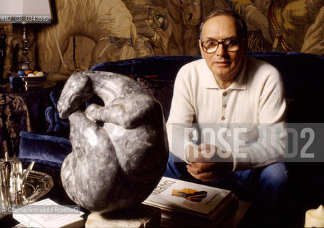 Photo Cosima Scavolini/Rosebud2.Rome, Nineties.Composer Ennio Morricone posing in his house in Rome in the nineties.In the photo Ennio Morricone ©Cosima Scavolini/Rosebud2