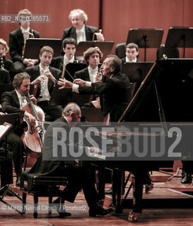 conductor Claudio Abbado , piano Maurizio Pollini, cello Mario Brunello with Lucerne orchestra Roma 11/10/2005 ©Marco Nirmal Caselli/Rosebud2