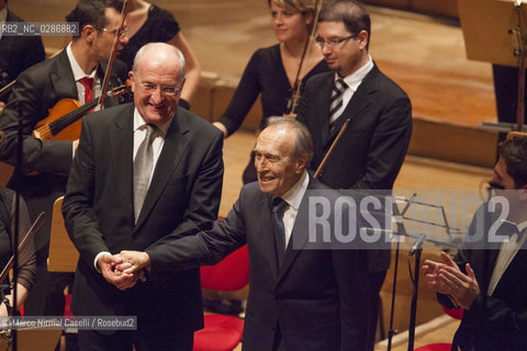 ORCHESTRA MOZART.ARNOLD SCHOENBERG CHOR.CLAUDIO ABBADO, direttore.RACHEL HARNISCH, soprano.SARA MINGARDO, contralto.JAVIER CAMARENA e PAOLO FANALE, tenori.ALEX ESPOSITO, basso 11 giungno 2012 Bologna ©Marco Nirmal Caselli/Rosebud2
