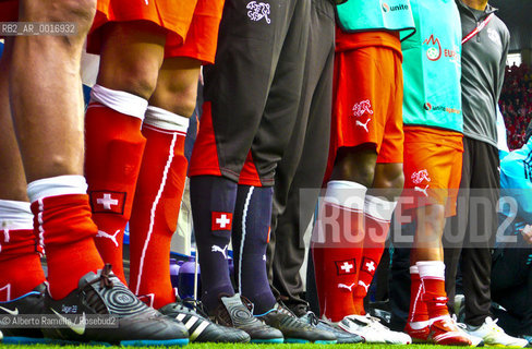 OFFSIDE (behind the scenes of soccer heaven).in the reportage you can see what youll never see on television.  A trip inside the secrets of the professional world of soccer where  actors are not only the players. 2000-2008.in the picture: swiss players preparing for the match during euro 2008 ©Alberto Ramella/Rosebud2