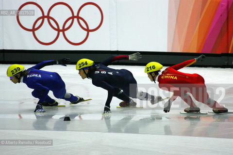 short track-ahn hyun, kor gold medal, apolo ohno, usa bronze, Li ye chn in 1000m short track ©Alberto Ramella/Rosebud2