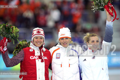 speed skating 1000m ladies the podium marianne timmer, ned,  gold, klassen cindy, can, silver, anni friesinger, ger, bronze ©Alberto Ramella/Rosebud2