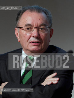 18.05.13 Torino, Salone Internazionale del Libro 2013, Nella foto: evento per una rinascita italiana, Mario Squinzi, Vincenzo Cerami, nella foto Mario Squinzi Presidente confindustria e Sassuolo che indossa la cravatta con i colori del Sassuolo neo promosso in serie A ©Alberto Ramella/Rosebud2