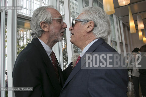 10.04.15, TORINO, Inaugurazione grattacielo CENTRO DIREZIONALE INTESA SANPAOLO, nella foto: Renzo PIano, Giorgio Giugiaro ©Alberto Ramella/Rosebud2