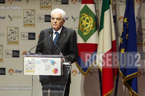 30/10/2015 Torino, cerimonia di chiusura della 32a assemblea ANCI, nella foto il presidente della Repubblica Sergio Mattarella ©Alberto Ramella/Rosebud2