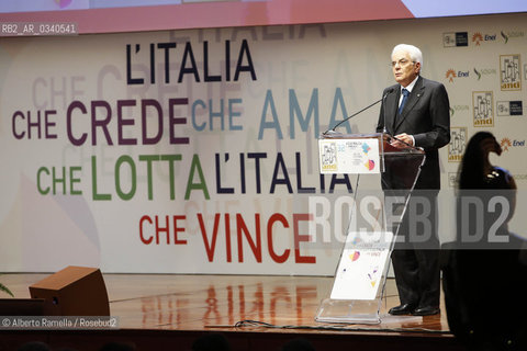 30/10/2015 Torino, cerimonia di chiusura della 32a assemblea ANCI, nella foto il presidente della Repubblica Sergio Mattarella ©Alberto Ramella/Rosebud2