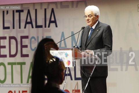 30/10/2015 Torino, cerimonia di chiusura della 32a assemblea ANCI, nella foto il presidente della Repubblica Sergio Mattarella ©Alberto Ramella/Rosebud2